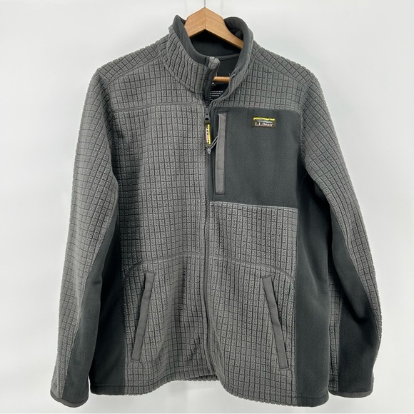 L.L. Bean Other - L.L. Bean Mountain Classic Windproof Fleece Grid Grey Jacket‎ Mens Medium Hiking